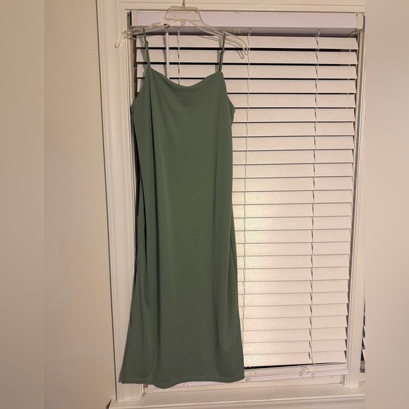 H&M Dresses & Skirts - H&M Sage Green Slip Dress featuring adjustable spaghetti straps and a side slit